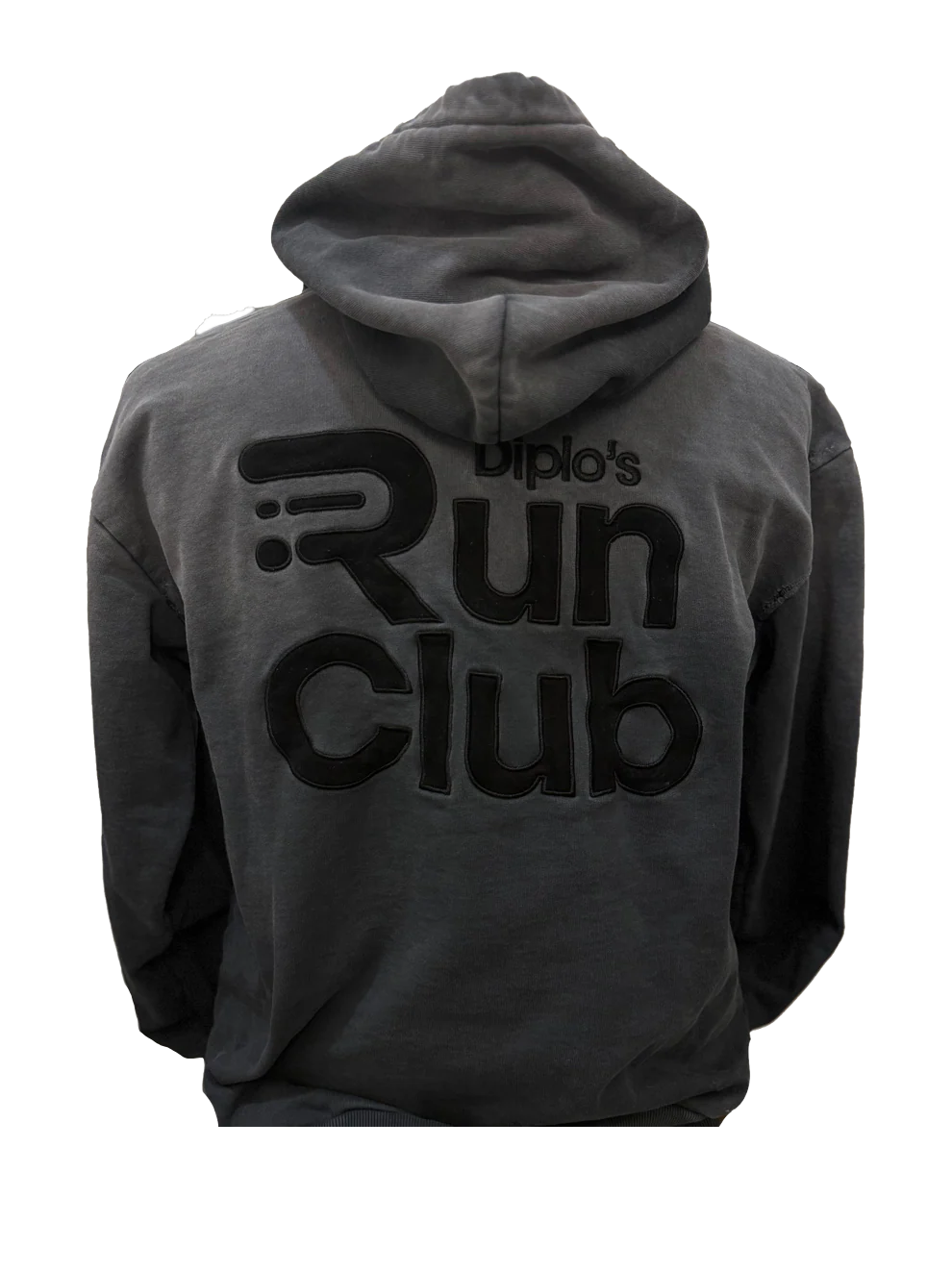 Diplo's Run Club Faded Black Destructed Heavyweight Hoodie