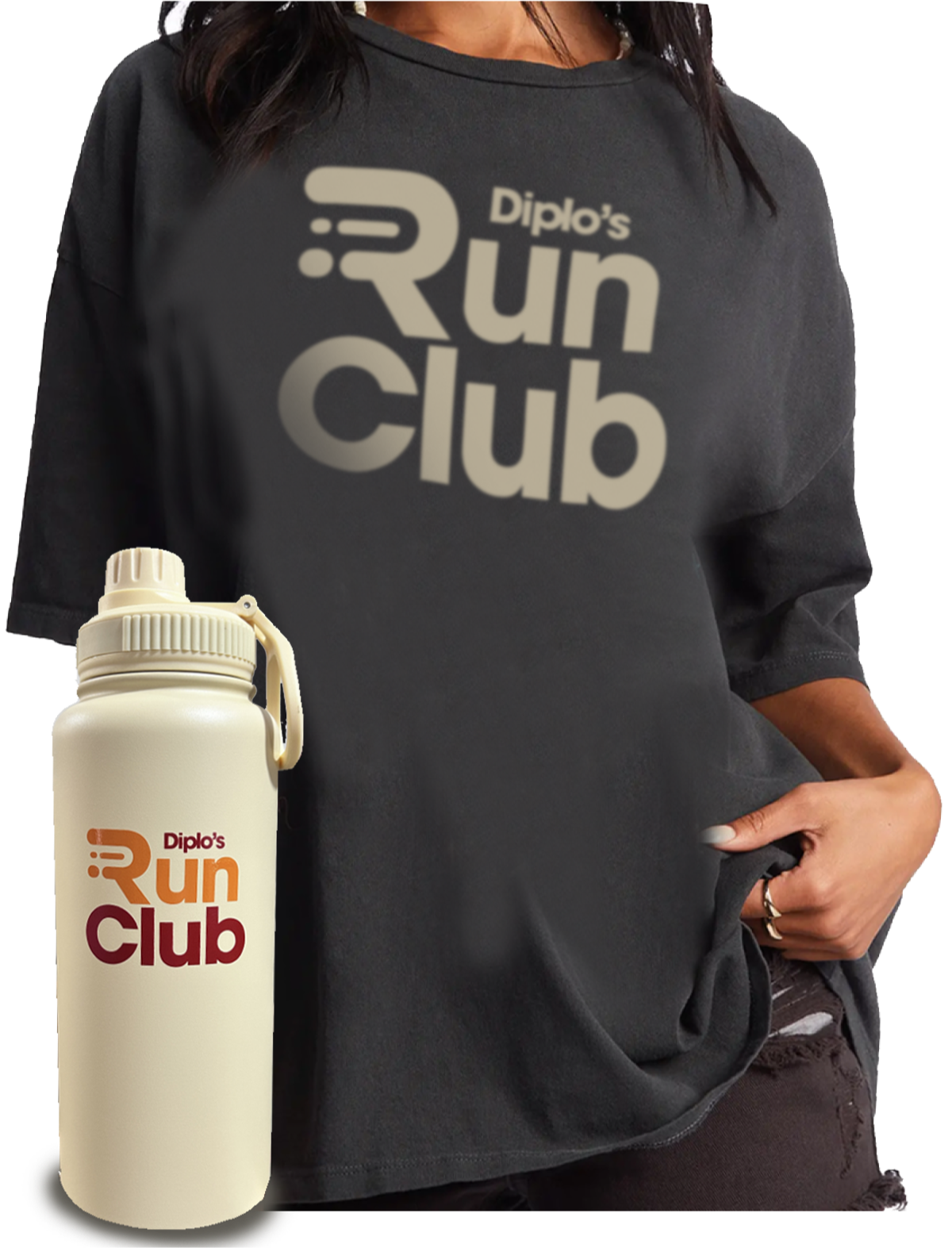 Womens oversized crew + Water Bottle Bundle