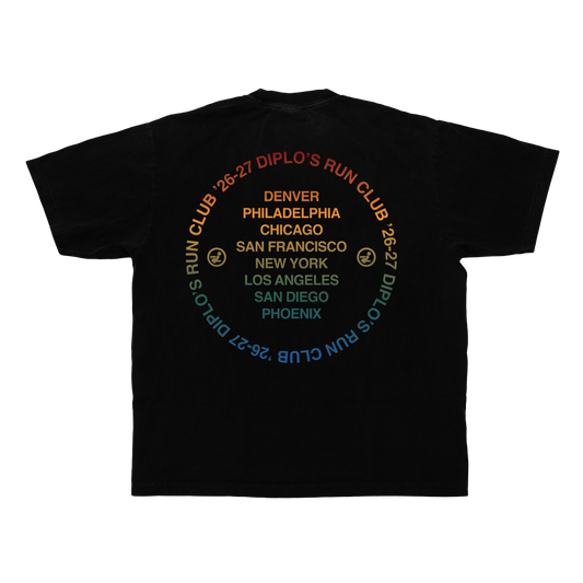 Diplo's Run Club Heavyweight Black Circle Cities Tee