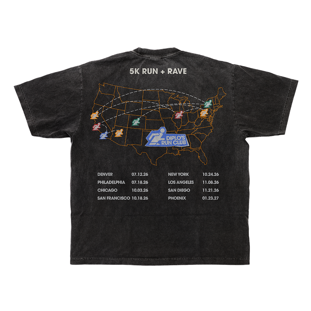 Diplo's Run Club Mineral Wash Tour Map Tee