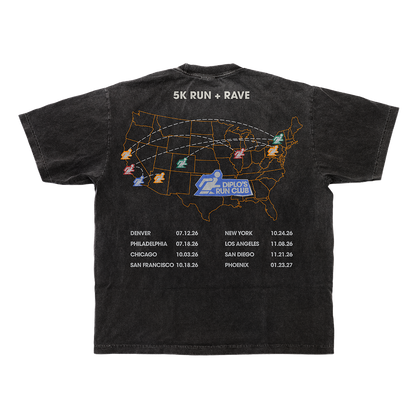 Diplo's Run Club Mineral Wash Tour Map Tee