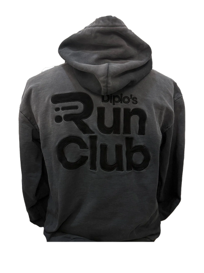 Diplo's Run Club Faded Black Destructed Heavyweight Hoodie