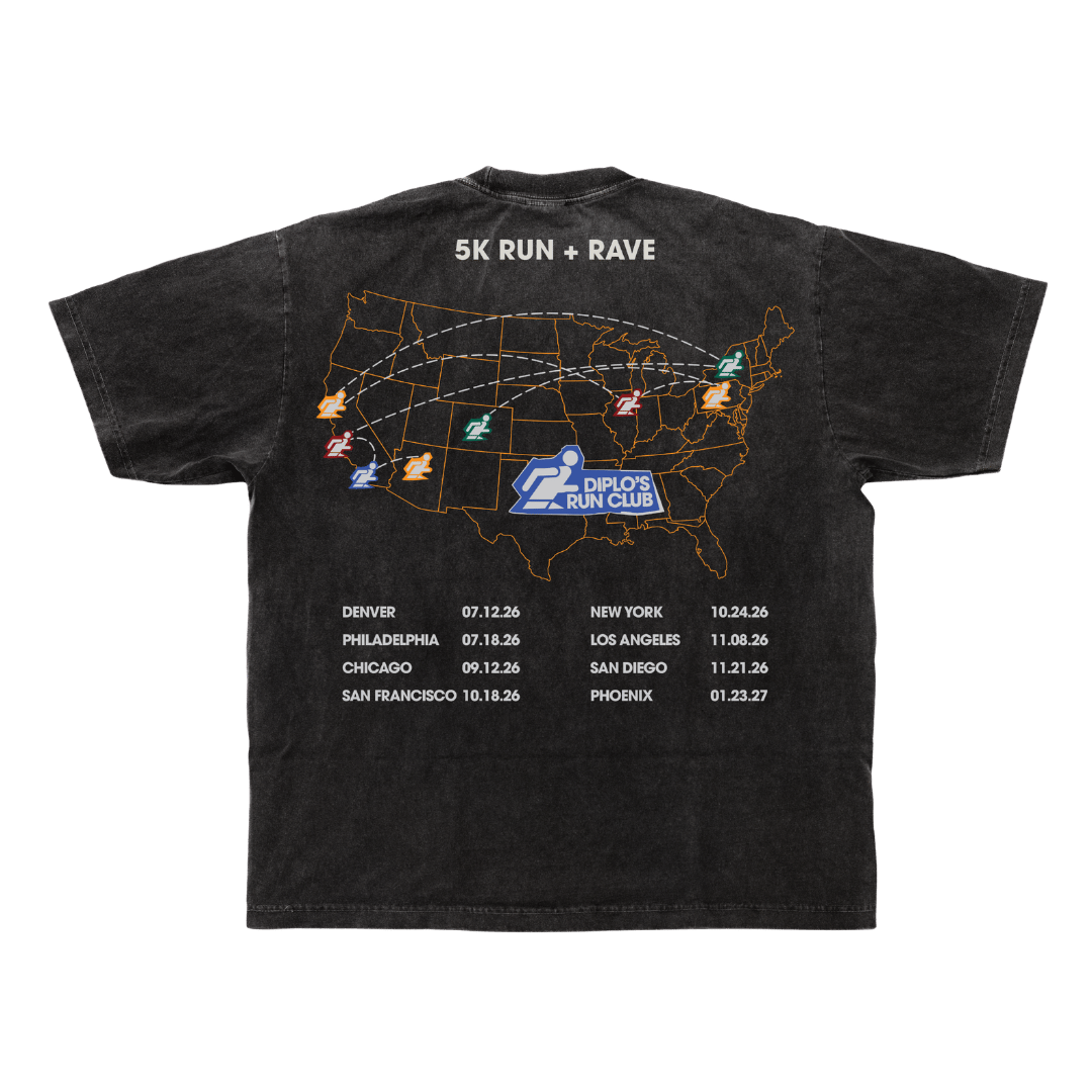 Diplo's Run Club Mineral Wash Tour Map Tee